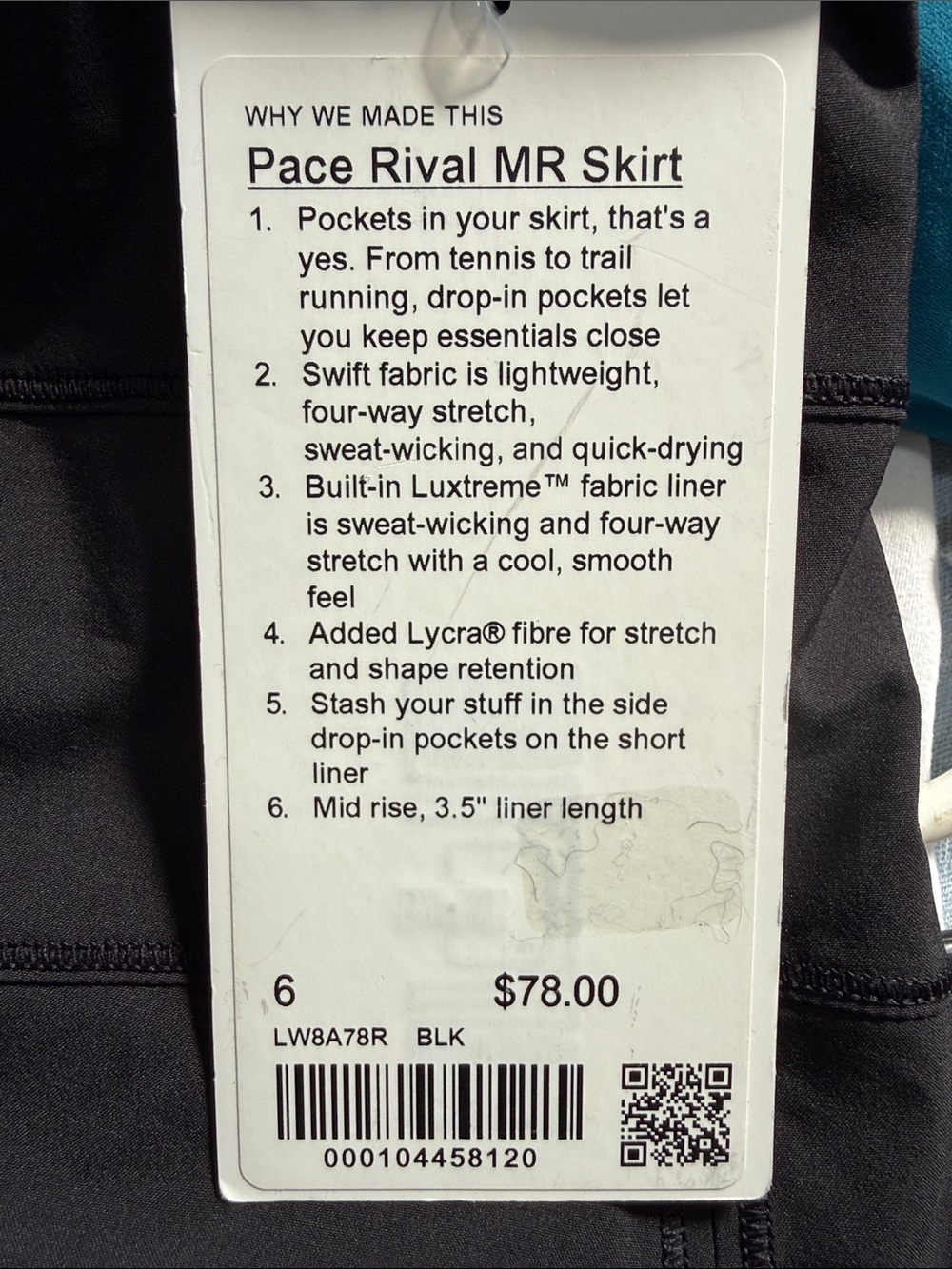 lululemon athletica Black Pace Rival MR Skirt - Picture 2 of 6